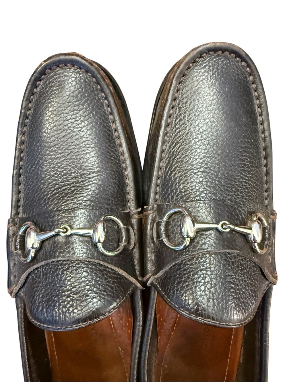 Martin Dingman Dark Brown Pebbled Leather Horse Bit Loafers 9M Brazil 52015M - Picture 11 of 15